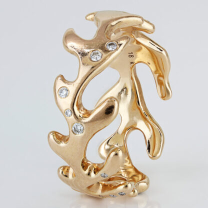 Jacqueline Stone 18K Designer Gold Eternity Band Ring Organic Ocean Inspired - Image 2