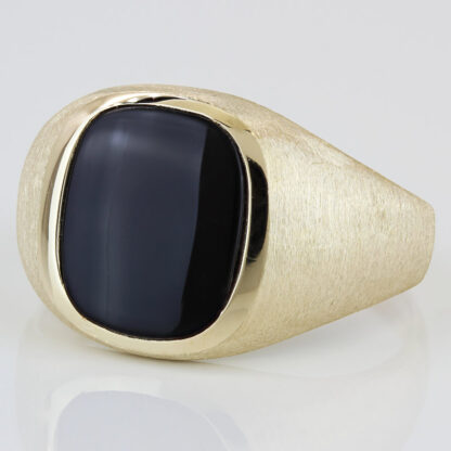 Vintage 10K Gold Brushed Ring Men’s Onyx Statement Signet Bold Jewelry Jim Fox - Image 2