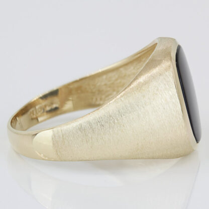 Vintage 10K Gold Brushed Ring Men’s Onyx Statement Signet Bold Jewelry Jim Fox - Image 3
