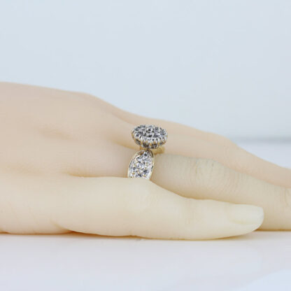 Vintage 10K Gold Diamond Illusion Cluster Cocktail Ring – Round Pavé Band Gift - Image 6