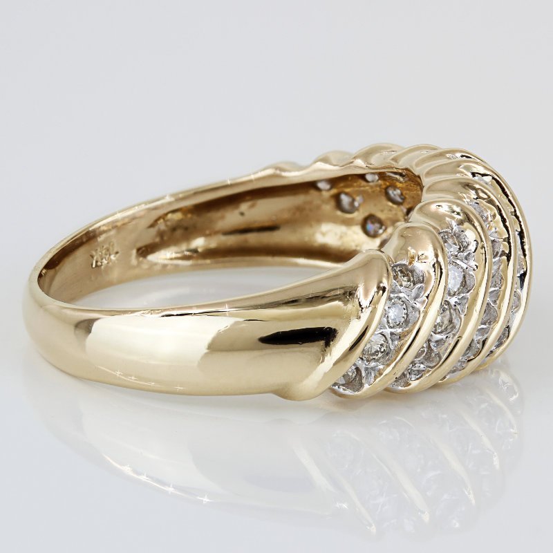 Vintage 14K Gold Diamond Dome Statement Ring Cocktail Anniversary Gift Jewelry - Image 3