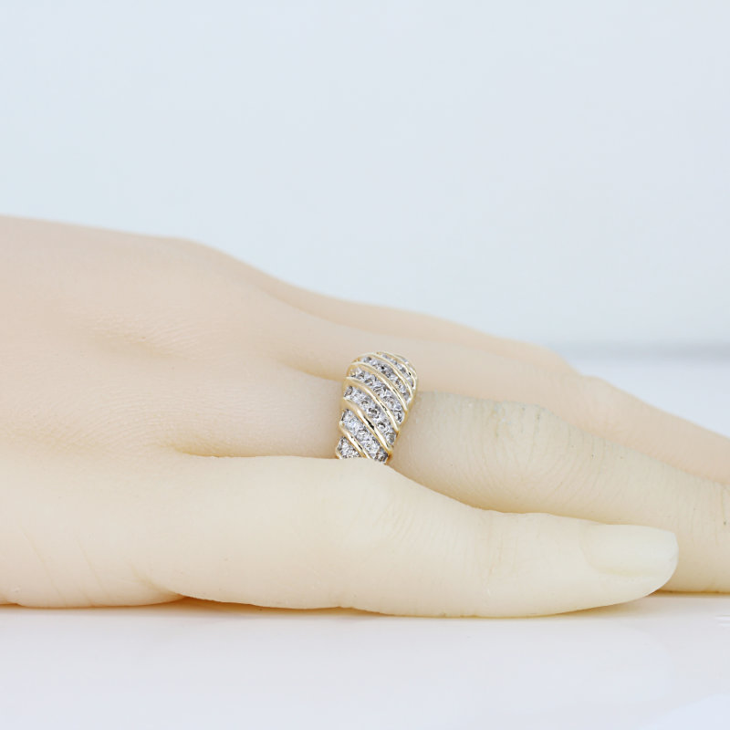 Vintage 14K Gold Diamond Dome Statement Ring Cocktail Anniversary Gift Jewelry - Image 7