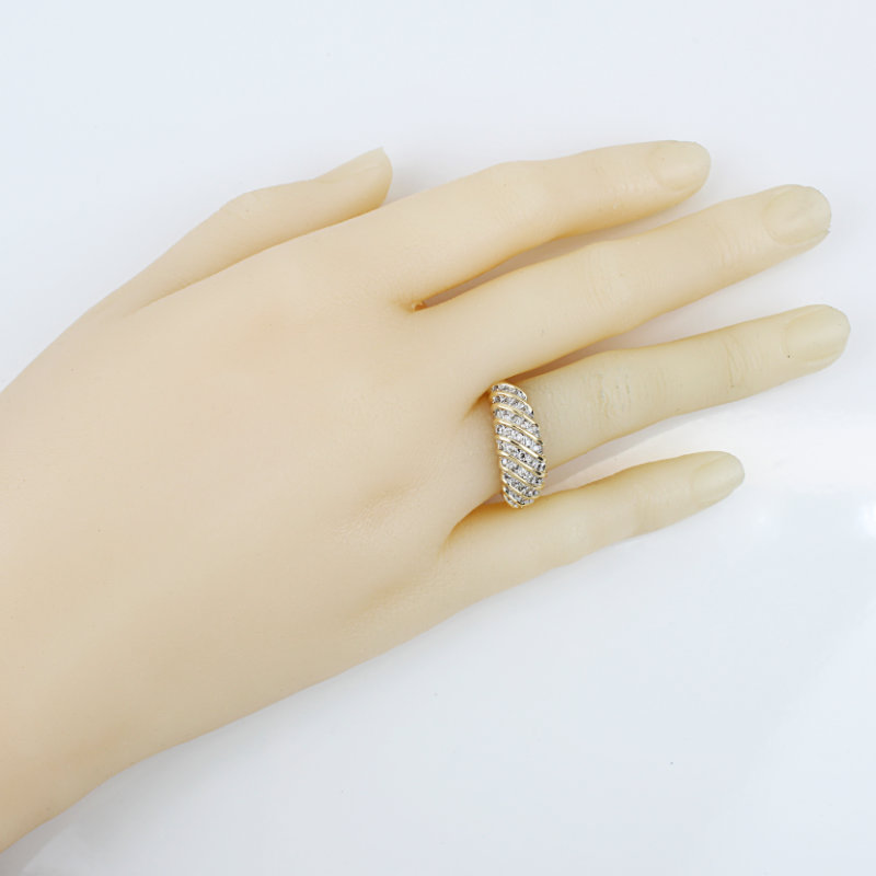 Vintage 14K Gold Diamond Dome Statement Ring Cocktail Anniversary Gift Jewelry - Image 8