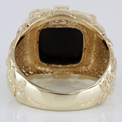 Vintage 14K Gold Nugget Ring Men’s IB Goodman Onyx Statement Signet Bold Jewelry - Image 4