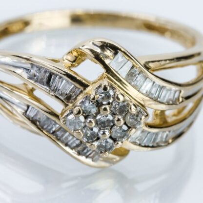 Vintage 14k Yellow Gold Diamond Anniversary / Cocktail Ring by SUN - Image 10