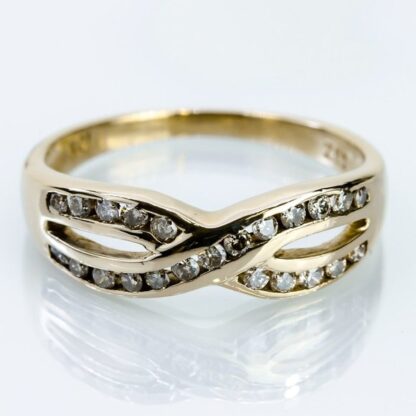 10K Yellow Gold Diamond Crisscross Ring