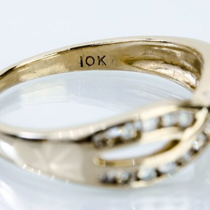 10K Yellow Gold Diamond Crisscross Ring - Image 10