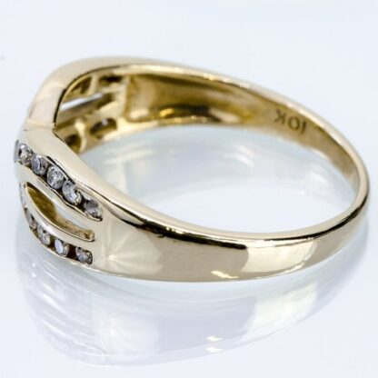 10K Yellow Gold Diamond Crisscross Ring - Image 7