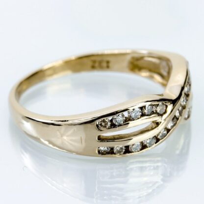 10K Yellow Gold Diamond Crisscross Ring - Image 3