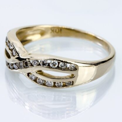 10K Yellow Gold Diamond Crisscross Ring - Image 8