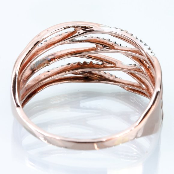 10K Rose Gold Crossover Stackable Diamond Ring - Image 6