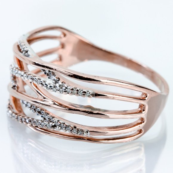 10K Rose Gold Crossover Stackable Diamond Ring - Image 3