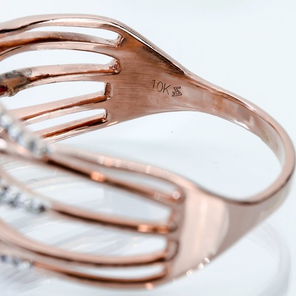 10K Rose Gold Crossover Stackable Diamond Ring - Image 4