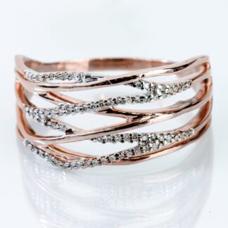 10K Rose Gold Crossover Stackable Diamond Ring