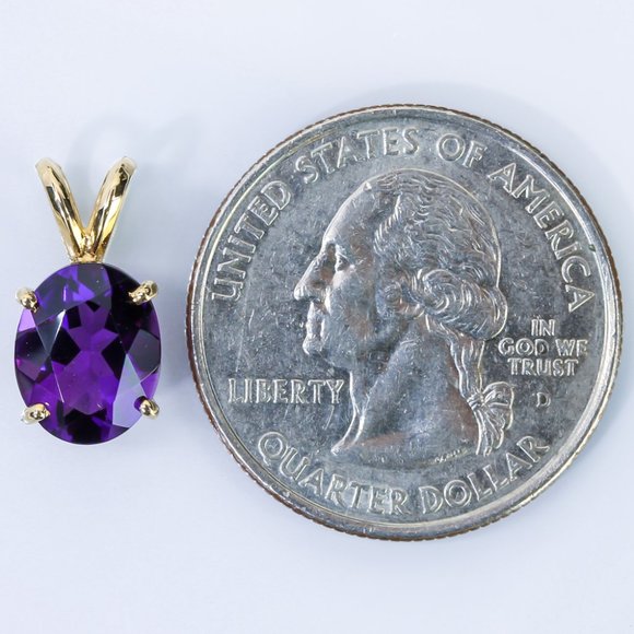 14KYG Oval Amethyst Pendant - Image 3