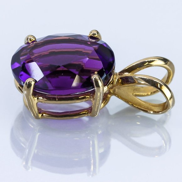 14KYG Oval Amethyst Pendant - Image 4