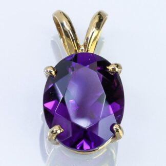 14KYG Round Amethyst Pendant