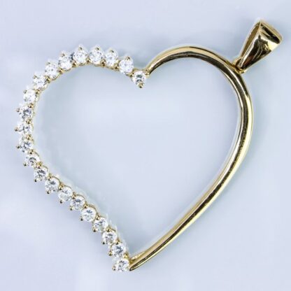 14K Yellow Gold Cubic Zirconia Heart Pendant - Image 3