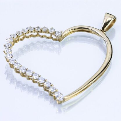 14K Yellow Gold Cubic Zirconia Heart Pendant
