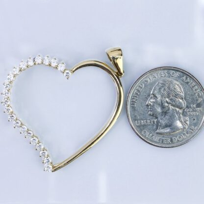 14K Yellow Gold Cubic Zirconia Heart Pendant - Image 4