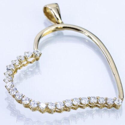 14K Yellow Gold Cubic Zirconia Heart Pendant - Image 2
