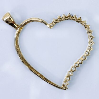14K Yellow Gold Cubic Zirconia Heart Pendant - Image 5