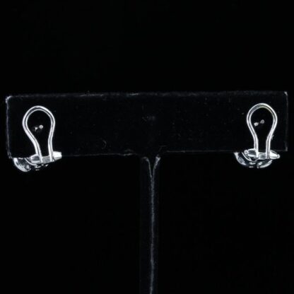 18k White Gold Oval Blue Topaz and Diamond Earrings - Image 6