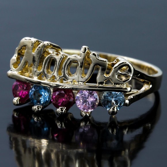 14k Yellow Gold "Madre" Mother's Ring with Colored Stones