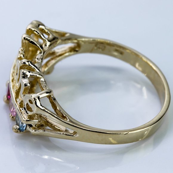 14k Yellow Gold "Madre" Mother's Ring with Colored Stones - Image 7