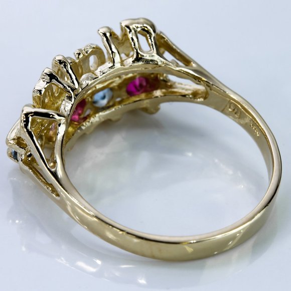 14k Yellow Gold "Madre" Mother's Ring with Colored Stones - Image 9
