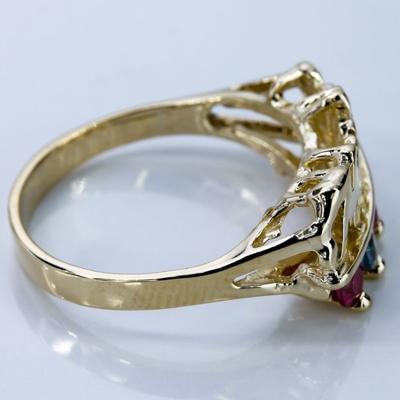 14k Yellow Gold "Madre" Mother's Ring with Colored Stones - Image 5