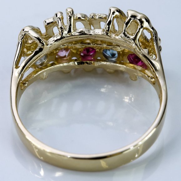 14k Yellow Gold "Madre" Mother's Ring with Colored Stones - Image 6