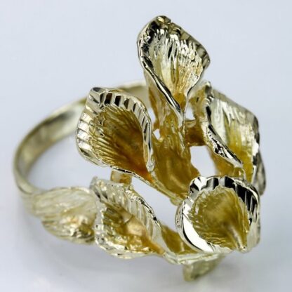 10K Yellow Gold Calla Lillies Ring - Image 3