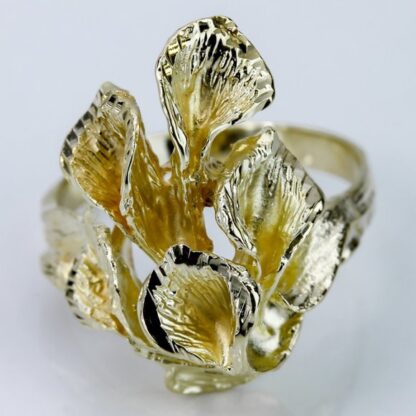 10K Yellow Gold Calla Lillies Ring - Image 2
