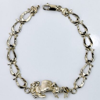 14K Yellow Gold Western Horseshoe Link Bracelet - Image 3