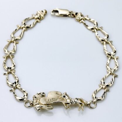 14K Yellow Gold Western Horseshoe Link Bracelet - Image 2