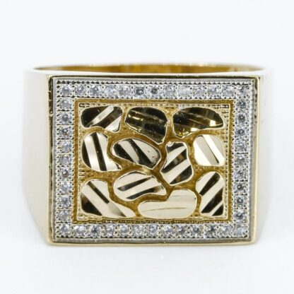 Vintage 10k Yellow Gold Nugget Style CZ Ring