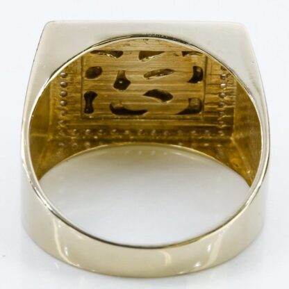 Vintage 10k Yellow Gold Nugget Style CZ Ring - Image 10
