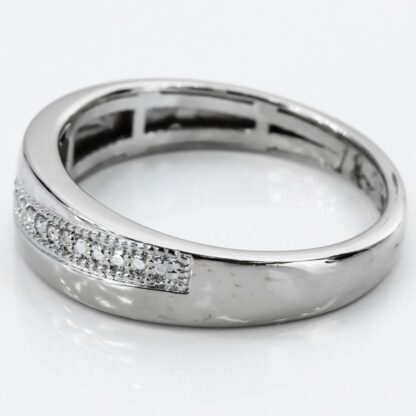 14k White Gold Pavé Diamond Milgrain Wedding/Anniversary Band Ring - Image 5