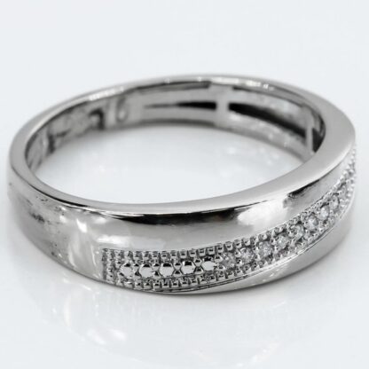 14k White Gold Pavé Diamond Milgrain Wedding/Anniversary Band Ring - Image 4