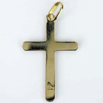 14k Two-Tone Yellow and White Gold Christian Cross Pendant Charm - Image 3