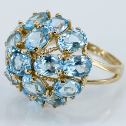 Vintage 10K Yellow Gold Swiss Blue Topaz Anniversary / Cocktail Dome Ring - Image 5