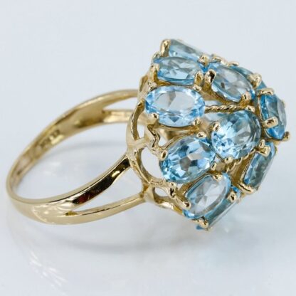 Vintage 10K Yellow Gold Swiss Blue Topaz Anniversary / Cocktail Dome Ring - Image 7