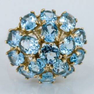 Vintage 10K Yellow Gold Swiss Blue Topaz Anniversary / Cocktail Dome Ring