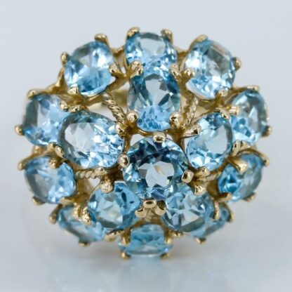 Vintage 10K Yellow Gold Swiss Blue Topaz Anniversary / Cocktail Dome Ring