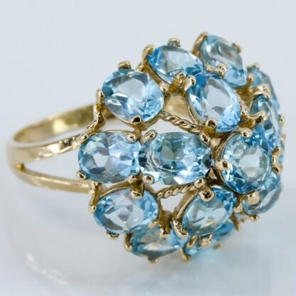 Vintage 10K Yellow Gold Swiss Blue Topaz Anniversary / Cocktail Dome Ring - Image 6