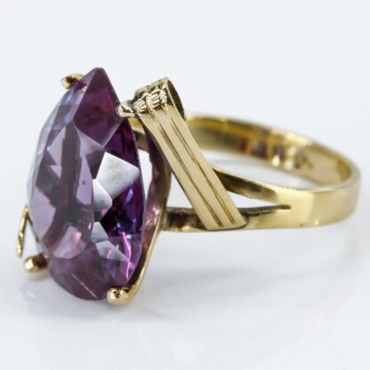Vintage 12K Yellow Gold Simulated Amethyst Birthstone Ring - Image 7