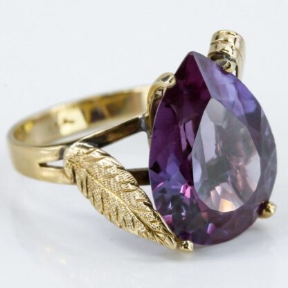 Vintage 12K Yellow Gold Simulated Amethyst Birthstone Ring - Image 5
