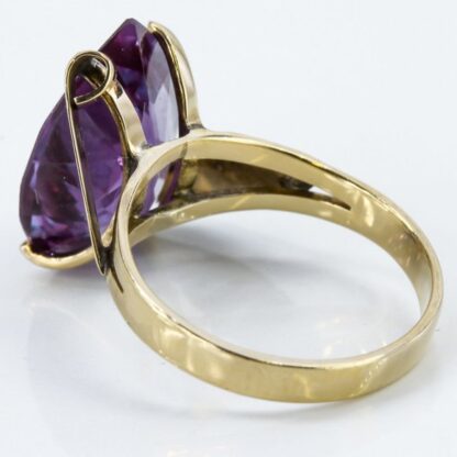 Vintage 12K Yellow Gold Simulated Amethyst Birthstone Ring - Image 3