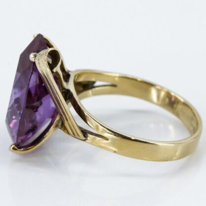 Vintage 12K Yellow Gold Simulated Amethyst Birthstone Ring - Image 2